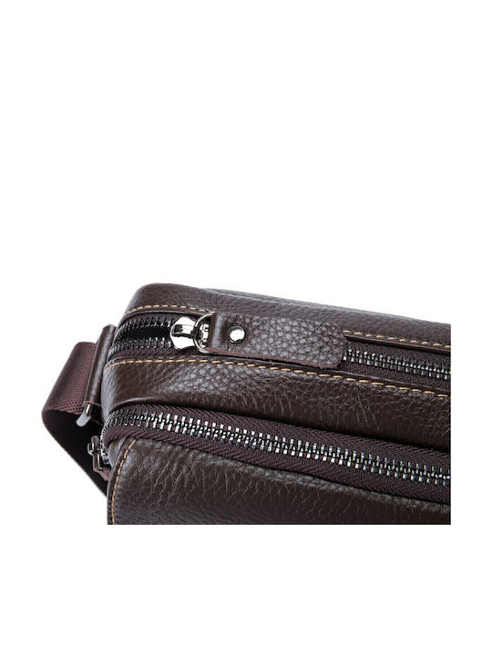 DJB-07 Leather Men's Bag Shoulder / Crossbody Dark Brown