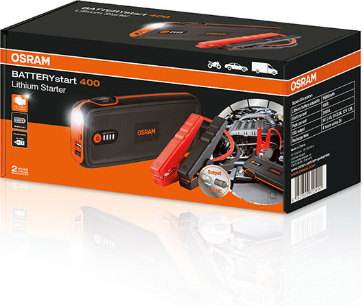 Osram BATTERYstart 400 Φορητός Εκκινητής Μπαταρίας Αυτοκινήτου 16800mAh με Power Bank / USB / Φακό 12V 400A