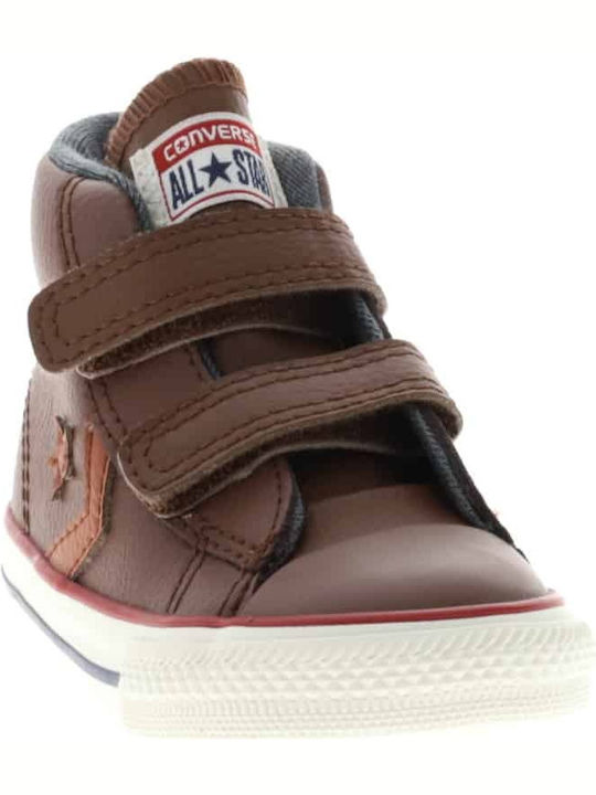 Chuck Taylor All Star Star Player Kids Sneakers High with Hoop & Loop Closure Brown