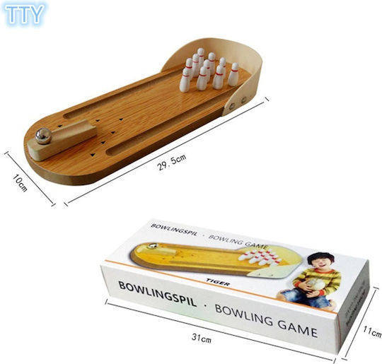 Eva Toys Ξύλινο Επιτραπέζιο Φλιπεράκι Μίνι Μπόουλινγκ για 3+ Ετών