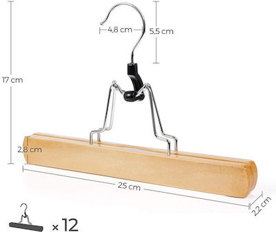 Songmics Schrankbügel für Hosen Hölzernes Braun CRW007-12 12Stück