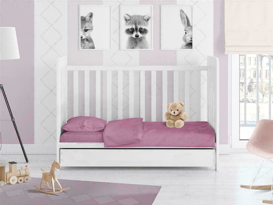 Dimcol Solid Baby Sheet Crib Cotton Fitted Lilac 70x140cm