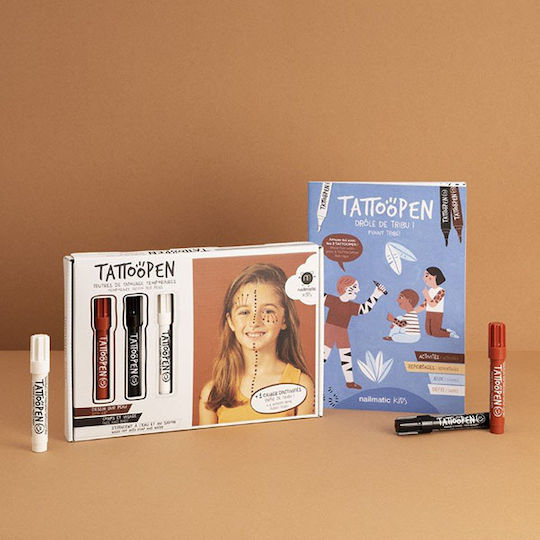 Nailmatic Skin Painting Set Tattoopen With Booklet Brown, Black, White Children's Makeup