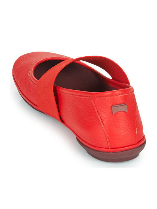Leather Ballerinas Rign Red