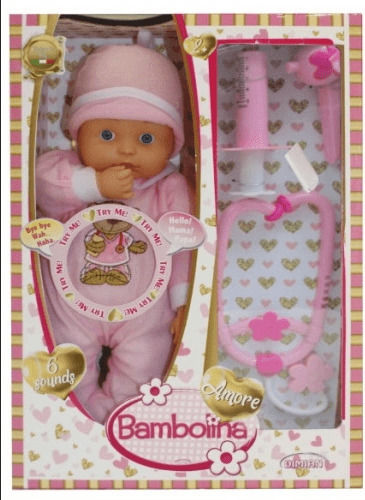 Just Toys Bambolina Baby-Puppen-Set Amore Baby & Doctor Set Für 2+ Jahre 33 cm Verschiedene Designs 1 Stk