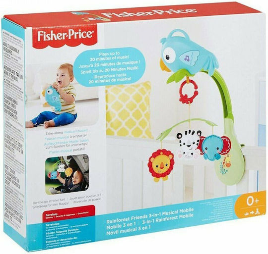 Fisher Price Мобиле Детско легло с музика и въртене Rain Forest за 0++ месеца