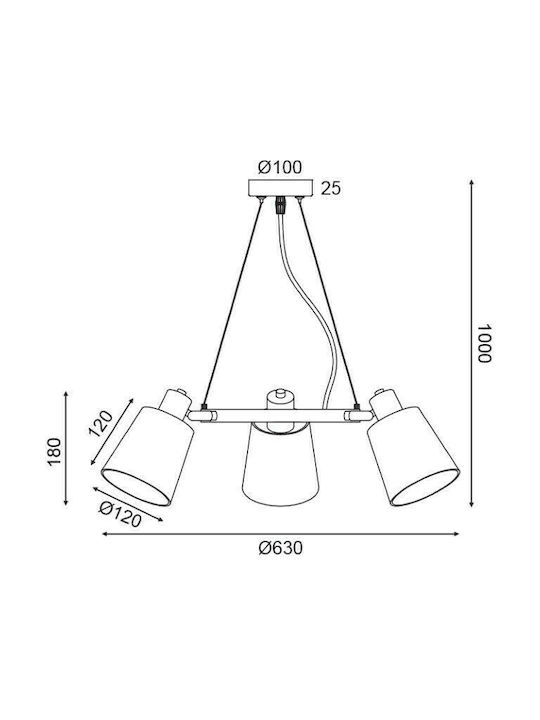 Aca Pendant Light Black with Socket E27 63x63x100cm