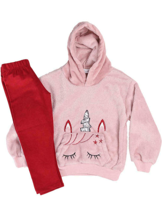 Nek Kids Wear Kids Set with Leggings Winter 2pcs Pink -250