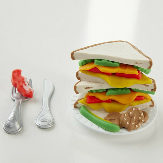 Hasbro Play-Doh Plasticine Game Kitchen Creations Cheesy Sandwich For 3+ Years 7pcs