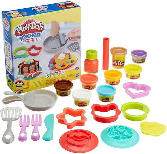 Hasbro Play-Doh Plasticină Set De Joc Kitchen Creations Flip' N' Pancakes Pentru 3+ Ani 8 Buc