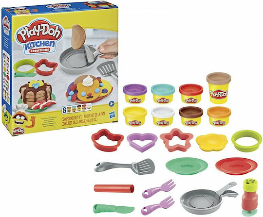 Hasbro Play-Doh Plasticină Set De Joc Kitchen Creations Flip' N' Pancakes Pentru 3+ Ani 8 Buc