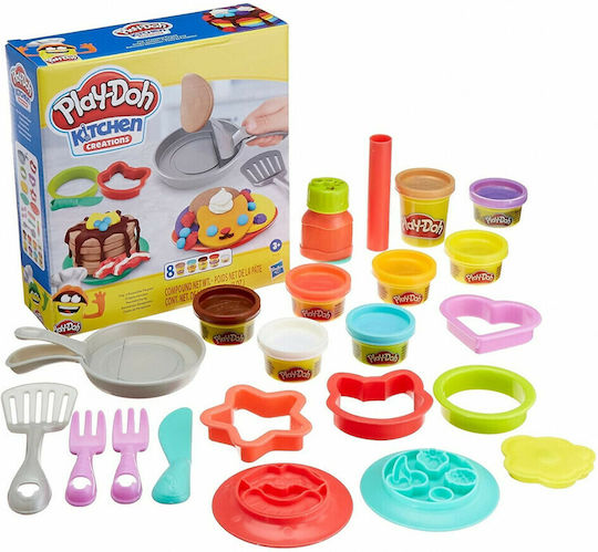 Hasbro Play-Doh Plasticină Set De Joc Kitchen Creations Flip' N' Pancakes Pentru 3+ Ani 8 Buc