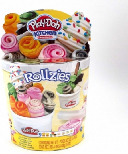 Hasbro Play-Doh Plasticine Kitchen Creations Rolled Ice Cream Game for Age 3+ 9 Pieces