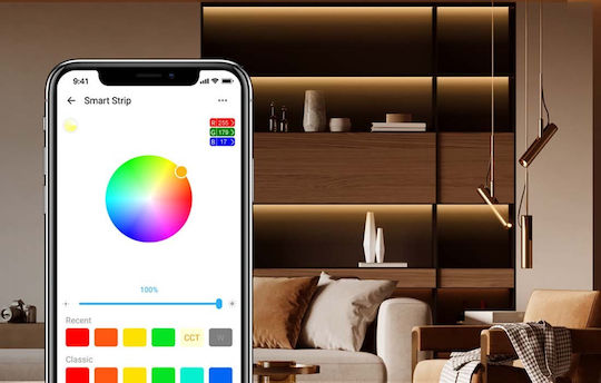 Sonoff Αδιάβροχη Smart Ταινία LED Wi-Fi 12V RGB Φως 2m Τύπου SMD5050 με Τροφοδοτικό, Τηλεχειριστήριο & WiFi Controller
