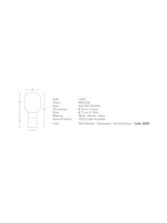 Zambelis Lights Decorative Lamp with Socket for Bulb E27 Gold