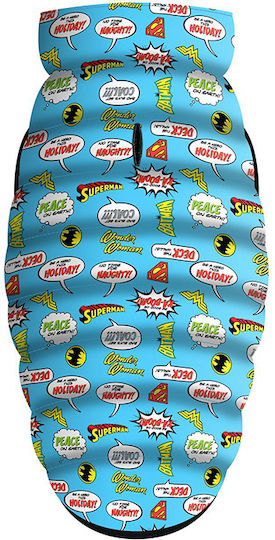 WauDog Justice League Blue Waterproof Dog Coat with 35cm Back Length