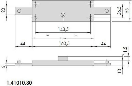 Cisa 41010.80 Recessed Lock Rollo with Center 80mm Silver Left
