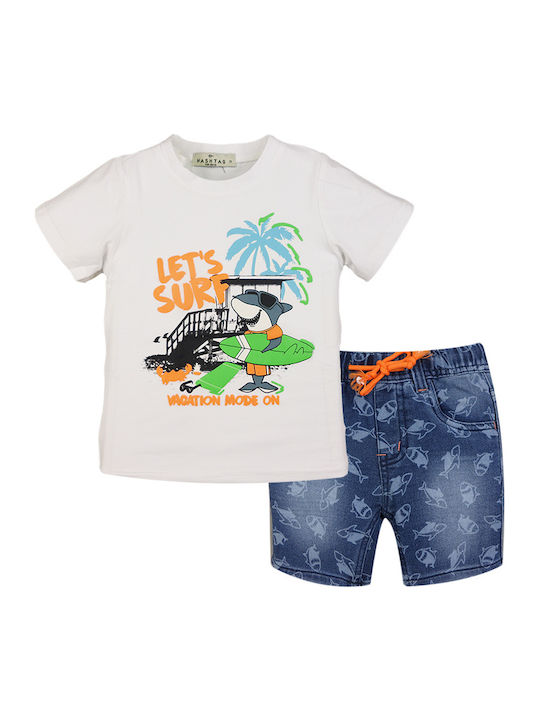 Hashtag Kids Set with Shorts Summer 2pcs White