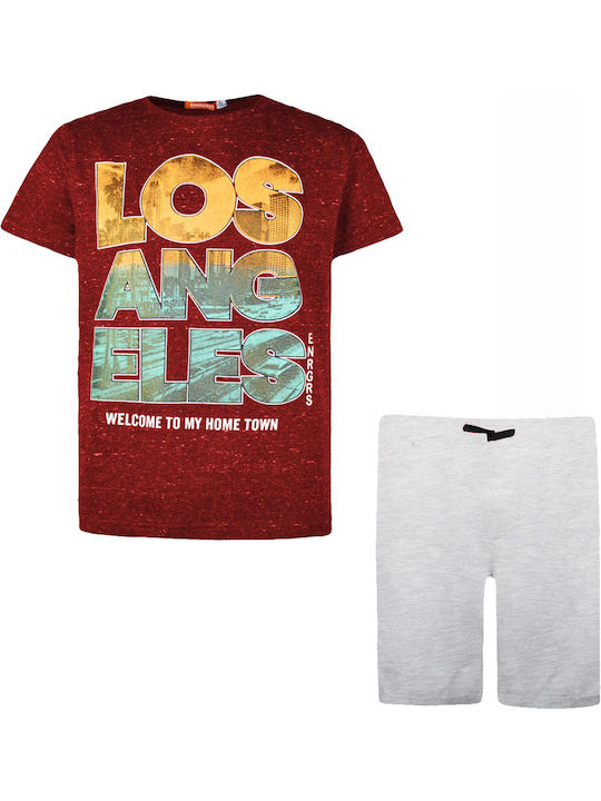Kids' Set with Shorts Summer 2pcs Burgundy