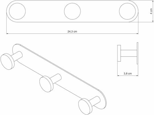 Grekon 453 Triple Wall-Mounted Bathroom Hook
