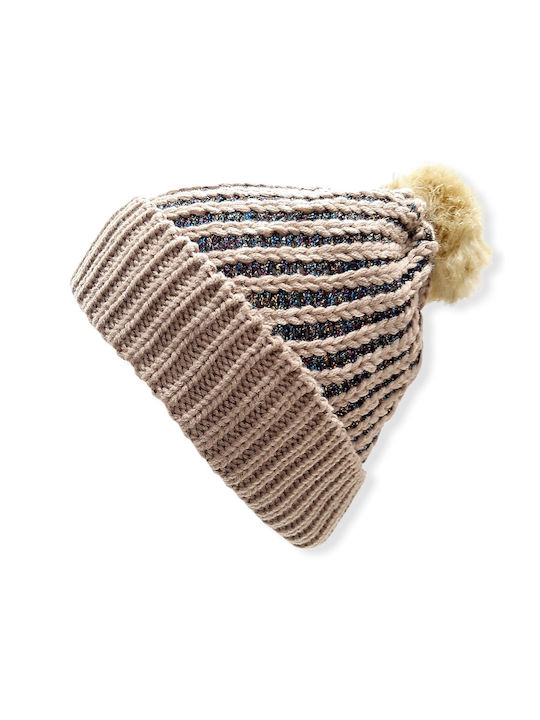 Verde Knitted Beanie Cap Taupe