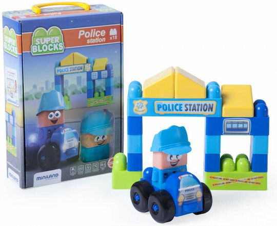 Miniland Blocks Super Blocks Aστυνομικό Tμήμα for 1.5-5 years old Years 18pcs