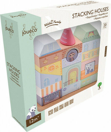 Joueco Building Blocks The Wildies Family Stacking Houses Wooden For 1+ Years 20 Pieces