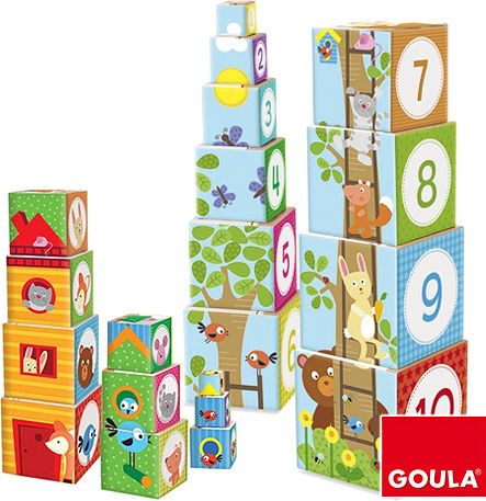 Goula Jucărie Piramidă Stackable Woodland Cubes, pentru 12++ Luni