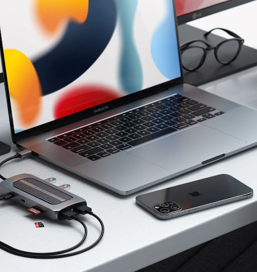 Satechi USB-C Docking Station with HDMI 4K PD Ethernet and Support for 2 Monitors Gray (ST-UCMXAM)