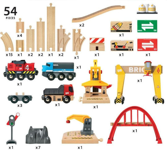 Brio Toys Cargo Railway Σετ με Τρενάκι από Ξύλο για 3+ Ετών