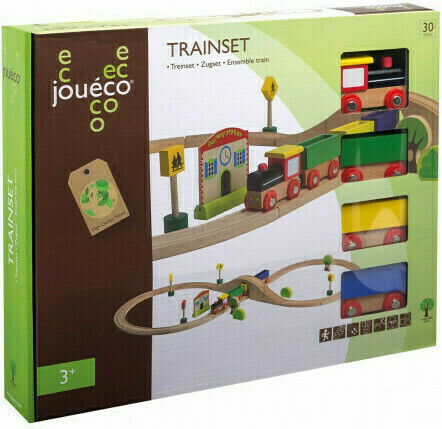 Joueco Set with Train made of Wood for 3+ years+ Years
