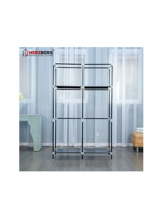 Herzberg Fabric Wardrobe with Zipper and Shelf In Black Colour 108x45x170cm -BLACK