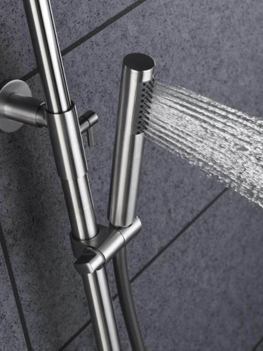 Imex Moscu Ρυθμιζόμενη Στήλη Ντουζ με Μπαταρία 87-133cm Ασημί