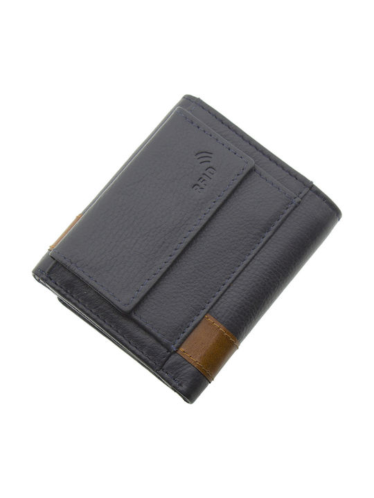 Leather Men's Wallet Classic with RFID Navy Blue