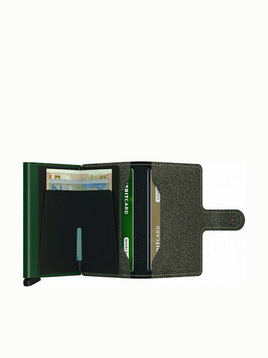 Miniwallet Twist Portofel bărbătesc Carduri cu RFID și mecanism Slide Verde