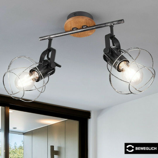 Trio Lighting Madras Double Spot with Socket E27 in Silver Color