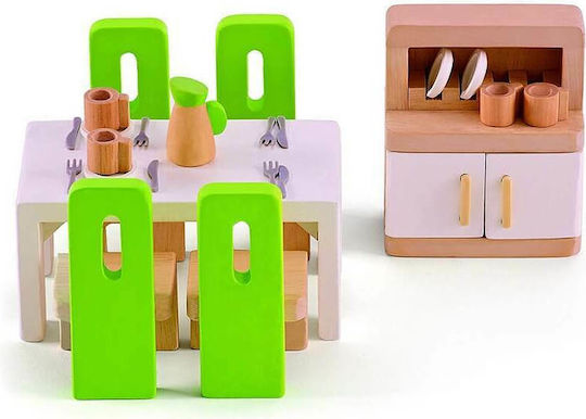 Hape Happy Family Ξύλινη Τραπεζαρία Έπιπλα για Κουκλόσπιτο