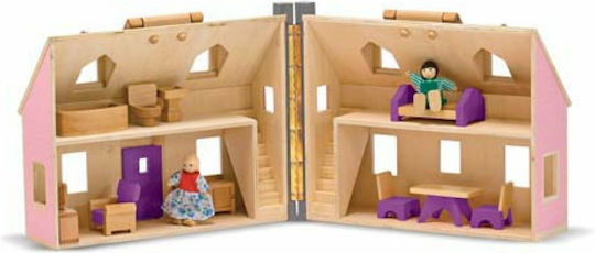 Melissa & Doug Fold & Go Mini Suitcase Wooden Dollhouse