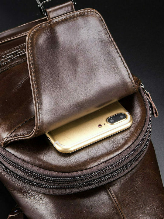 XB-095 Leather Men's Bag Sling Dark Brown