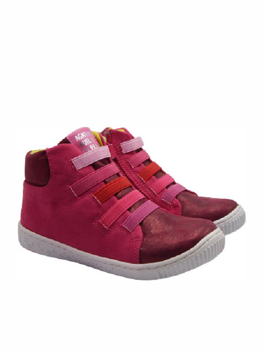 Leather Kids Boots with Zipper Fuchsia