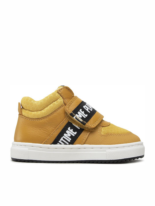 Παιδικά Sneakers High Ανατομικά με Σκρατς Κίτρινα