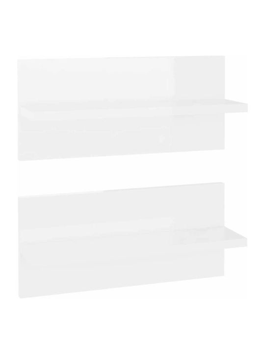 Shelves Wall White Glossy 2pcs 40x11.5x18cm