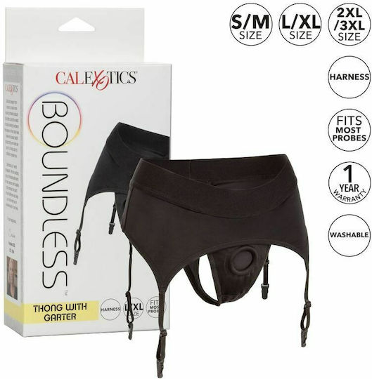 Calexotics Boundless Thong With Garter S / M Бельо в цвят Black