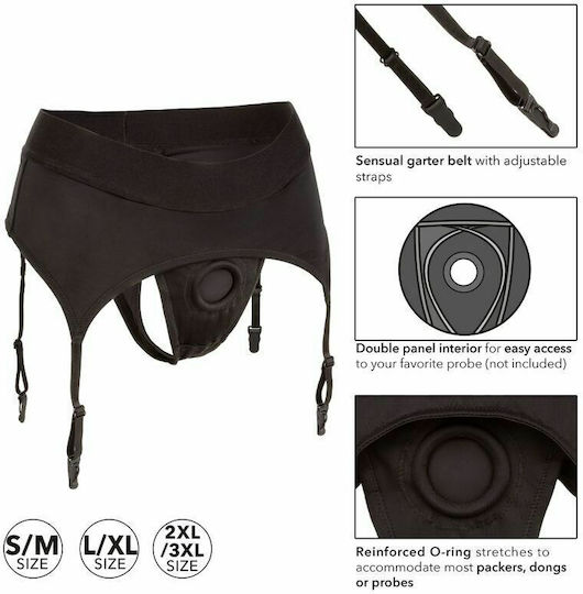 Calexotics Boundless Thong With Garter S / M Бельо в цвят Black