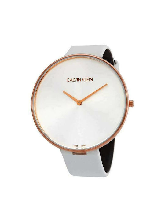 Watch with White Leather Strap
