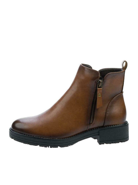 Leder Stiefeletten Damen Tabac Braun