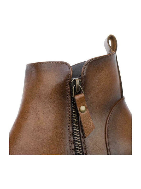 Leder Stiefeletten Damen Tabac Braun