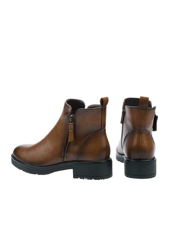 Leder Stiefeletten Damen Tabac Braun
