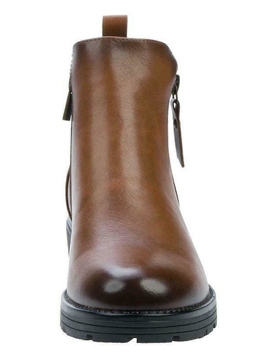 Leder Stiefeletten Damen Tabac Braun