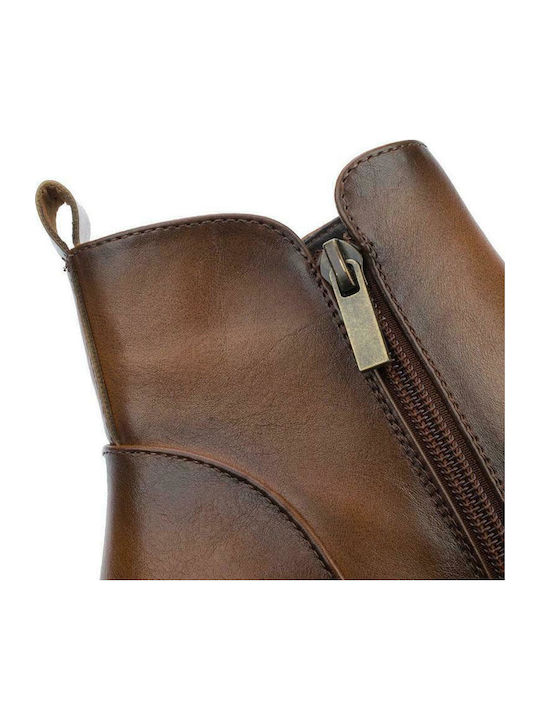 Leder Stiefeletten Damen Tabac Braun